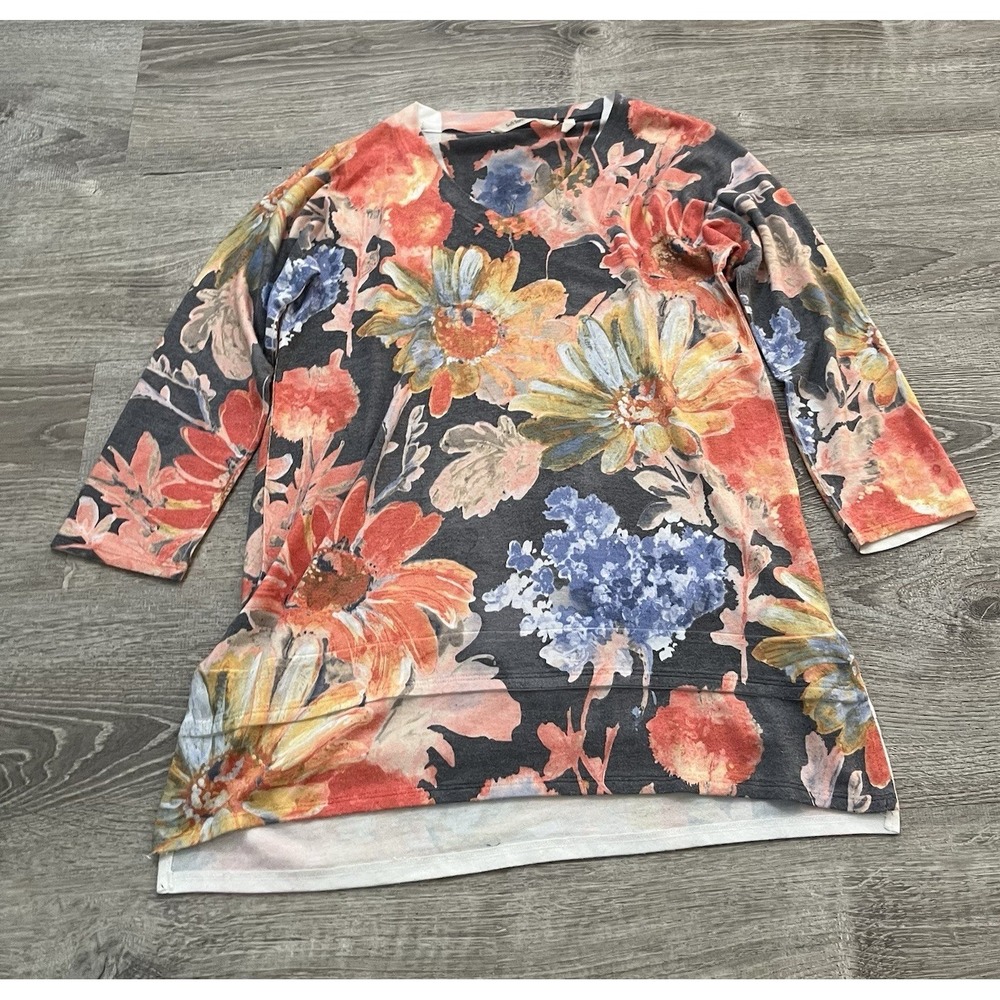 Soft Surroundings Tunic Top‎ XS Pink Floral Beach Vacation